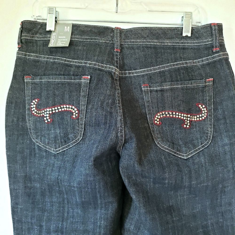 Chico's NWT Modern Studded Glam Quartz Short Jean Chateau Size 2, Large, Size 12